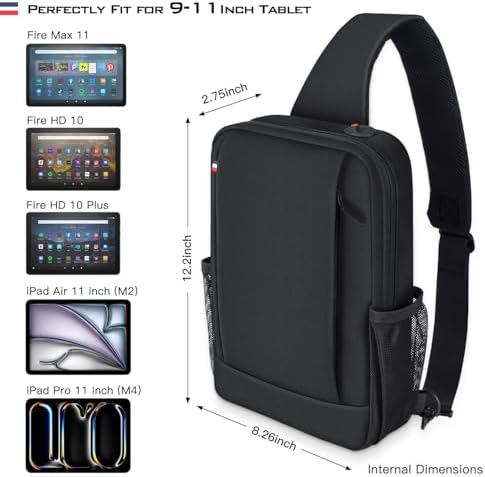 NBOXUMG tablet sleeve organizer view demonstrating multiple pockets holding cables and smartphone accessories.