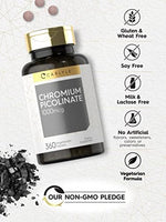 Gluten free and non GMO verification badges on Carlyle Chromium Picolinate bottle
