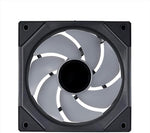 Lian Li SL Infinity cluster installed inside a custom desktop computer chassis demonstrating synchronized internal mirror illumination profiles.