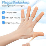 Trimmable soft gel finger protectors being used during daily typing work