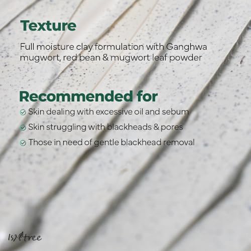 Isntree Mugwort Calming Clay Mask application demonstrating smooth texture on skin surface