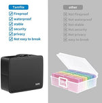 Tamfile photo organizer showing interior mesh pockets for documents