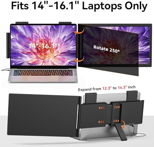 MagicRaven 14 inch portable monitor folded flat displaying its ultra thin profile and matte black finish