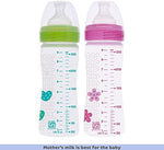 Chicco Well-Being Bipack 250 ml Feeding Plastic Bottle, Advanced Anti-Colic System, BPA Free, Hygienic Silicone Teat (Pink & Green) - Image 5