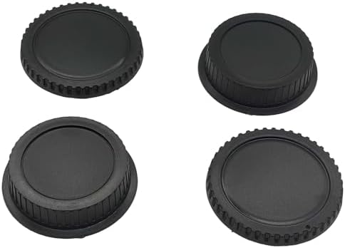 Black plastic camera body cap piece highlighting the precise alignment dots for secure twisting onto compatible DSLR housings.