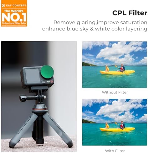 Close up of K&F Concept ND and CPL filters for action camera