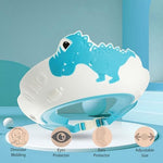 Adjustable shampoo visor hat for kids showing ear protection flaps