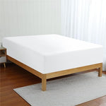 King size white bamboo fitted sheet on bed mattress