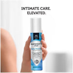 Gynecologist tested talc-free feminine spray for moisture absorption and pH balance.