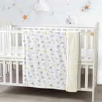 CREVENT newborn hamper close up view highlighting the textured sensory taggie toy and plush security lovey.