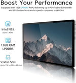 Side profile view of the premium Windows 11 touch computer displaying its ultra-thin lightweight construction