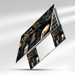 NXZGO protective PVC skin kit layout including the main screen backing sticker and two matching wrist rest adhesive sheets