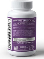 NutriSage cold pressed flaxseed oil 200 softgels packaging showing supplement facts list