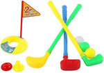 Children playing with BinaryABC plastic golf kit toy