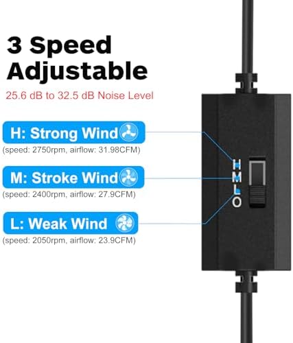 ELUTENG USB powered dual row cooling fans shown positioned vertically next to a gaming console for thermal management.