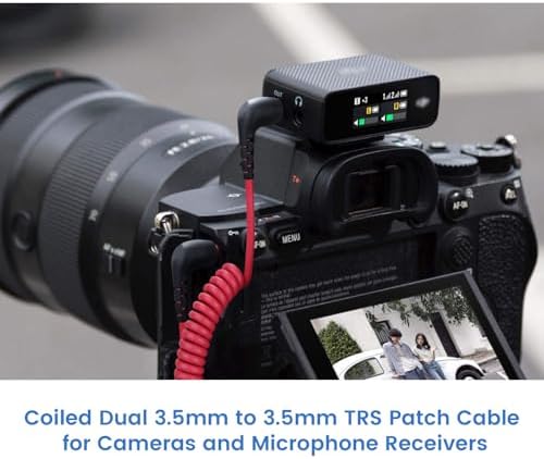 Coiled microphone cable set for DSLR camera audio