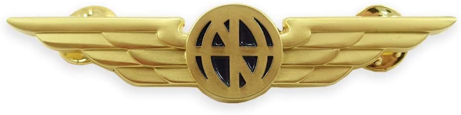 Luso Aviation pilot wings lapel pin front view with polished satin finish