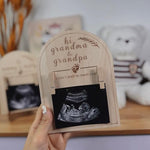 BGFMVS pregnancy reveal picture frame backing showing secure tabs and tabletop easel stand