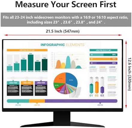 Pozlle twenty four inch desktop privacy filter showing side blackout effect