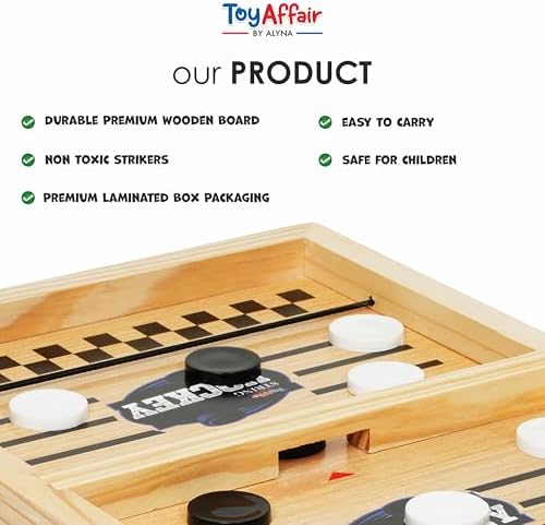 Compact and portable large size wooden slingshot game set up on a flat table.