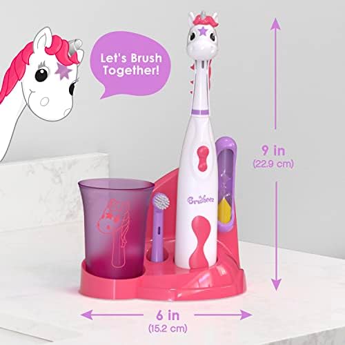 Brusheez kids dental progress chart and unicorn themed toothbrush storage station.