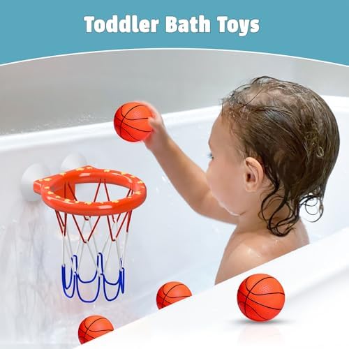 Side view of Marppy bath basketball hoop for kids