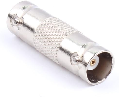 AIMHDUTY coaxial cable extender adapters arranged neatly illustrating the ten piece bulk pack quantity for CCTV installation
