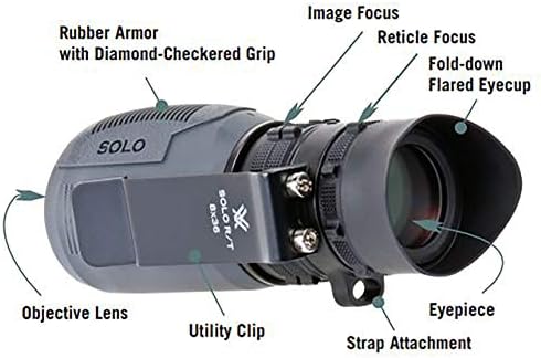 Rugged rubber armor grip on Vortex Solo tactical monocular