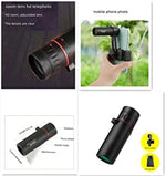 Chinshwehaw compact monocular being held comfortably in one hand to demonstrate its small nine centimeter height.