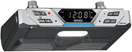 Jensen hands free voice controlled speaker displaying far field microphone technology and control buttons