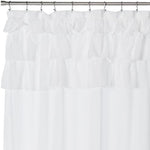Close up view of the delicate overscale ruffles on the Madison Park fabric shower curtain