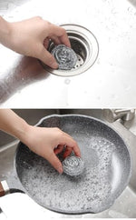 Side profile of ClaryMed round stainless steel scrubbing balls