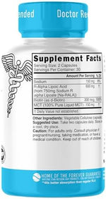 Nature's Fusions Nutri R Alpha Lipoic Acid 600mg capsules displayed next to the imported packaging