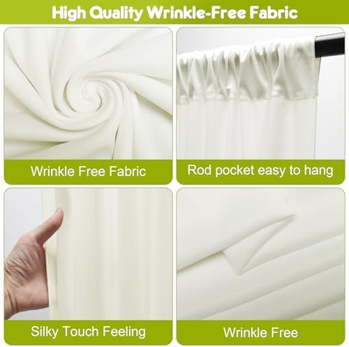 Wokceer premium ivory photo booth curtains styled with beautiful pink and peach floral arrangements