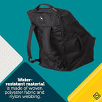 Water resistant car seat protector bag with heavy duty nylon webbing and easy open zipper.