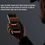 Ultra thin sliding phone webcam cover showing Face ID compatibility
