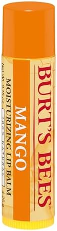 Compact pocket-sized Burt's Bees mango lip balm tubes highlighting the matte finish formula.