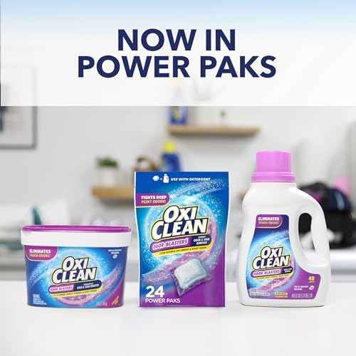 Back of OxiClean Odor Blasters packaging with ingredients and usage instructions.