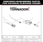 Compact Tornador automotive detailing tool being connected to an air compressor line
