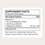 THORNE Magnesium CitraMate supplement facts label showing nutrition ingredients panel