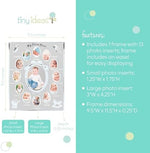 Tiny Ideas silver baby photo collage frame showing center birthday slot