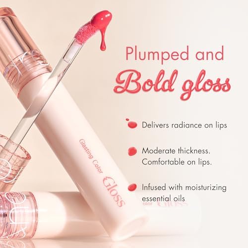 Rom&nd Glasting Color Gloss 07 Spring Fever lip swatch model