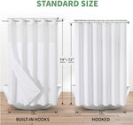 Full view of the luxurious hotel style white bathroom curtain fully installed