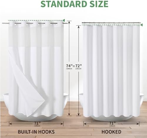 Full view of the luxurious hotel style white bathroom curtain fully installed