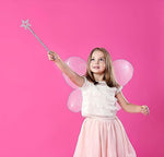 Close up view of the silver crown wand for princess costumes