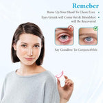 Soft silicone eye wash cup being used for eyelash and lid care