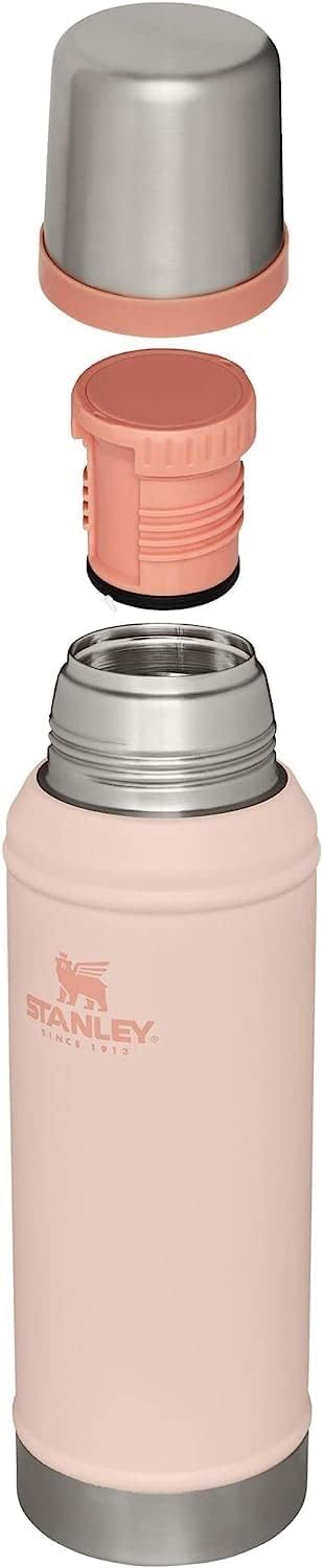 Stanley legendary vacuum insulated bottle showing the leakproof lid detached and used as a cup.