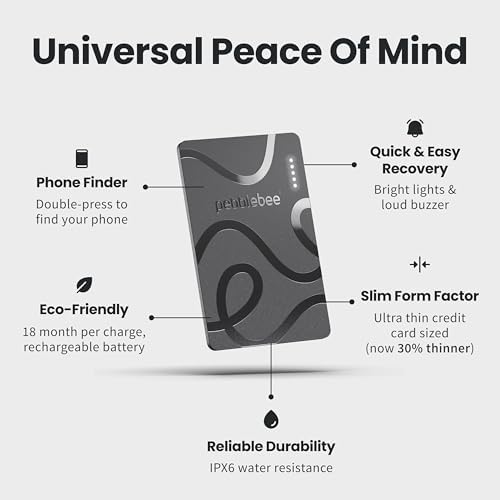 Pebblebee smart tracker card being slipped easily into a premium leather wallet slot