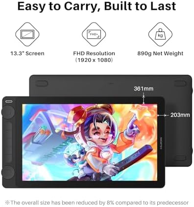 Authentic imported Huion creative pen display connected to a laptop workflow setup