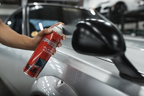 Ammonia free streak free auto window foam spray application close up